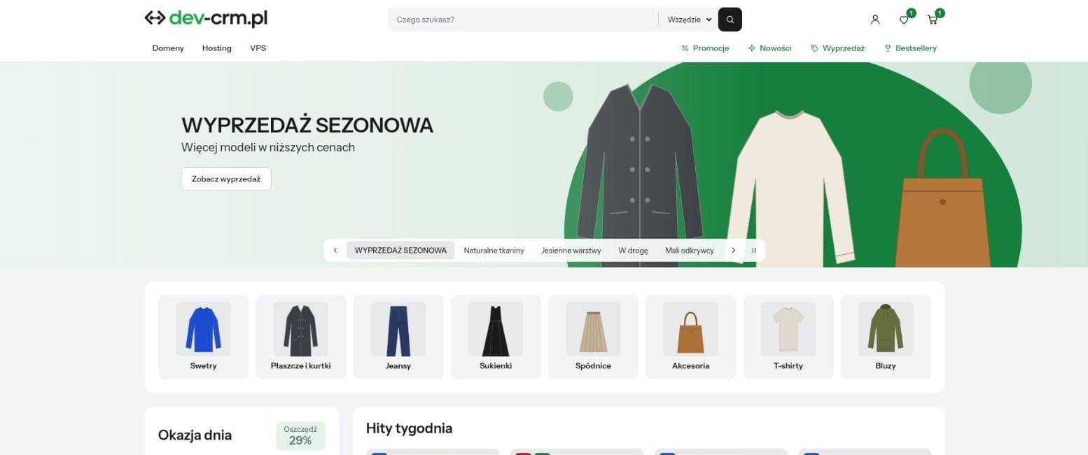 Sklep dev-crm.pl, szablon Market
